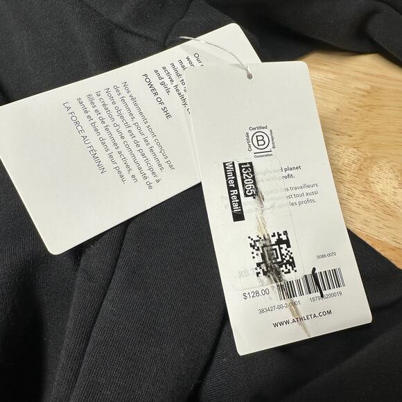 Athleta NWT Cozy Karma Asymmetric Sweatshirt Dress Black Size XS Zip Cowl Neck - Picture 7 of 11